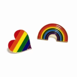 Pride Anstecker-Set – Herz & Regenbogen aus Emaille